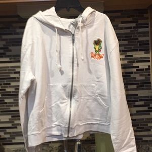 Women’s Rainforest Cafe White Sweat Jacket Sz XXL